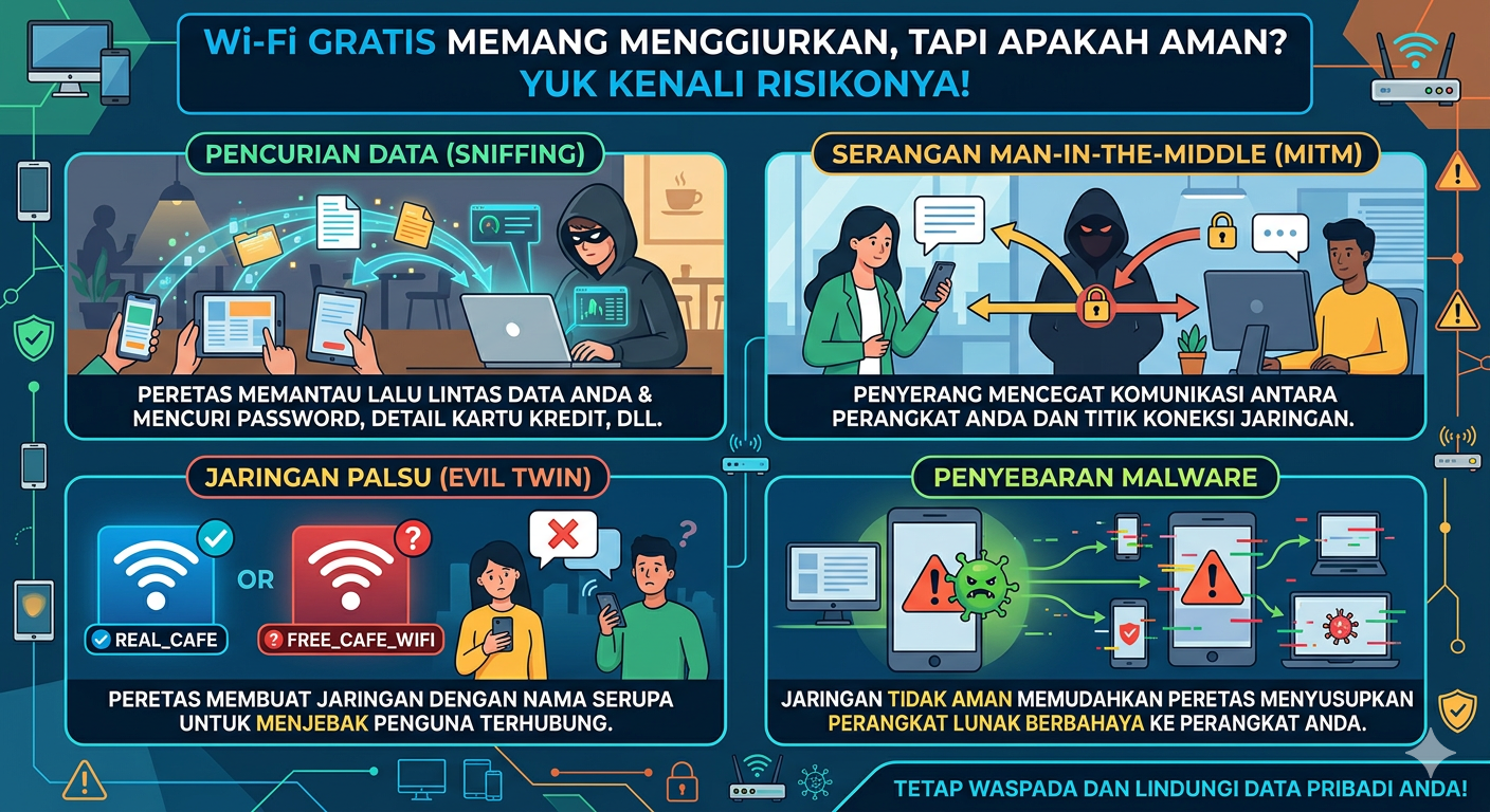📶 Wi-Fi Gratis Memang Menggiurkan, Tapi Apakah Aman? Yuk Kenali Risikonya! 🔐